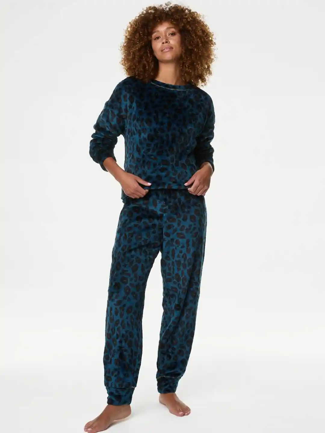 Marks Spencer Women Printed Fleece Night Suit