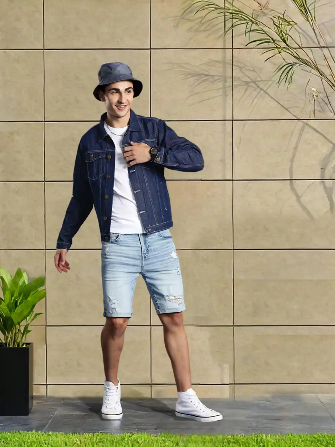 Sneakers Denim Jacket With Shorts Mens X Alex Costa Denim Trucker