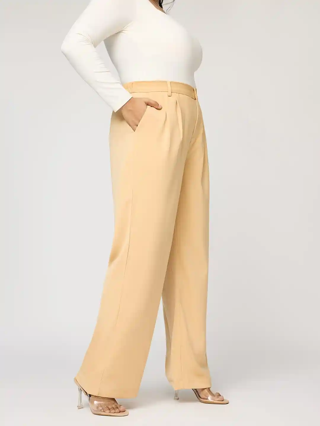 Buy FREAKINS Women Plus Size Pleated Straight Korean Pant