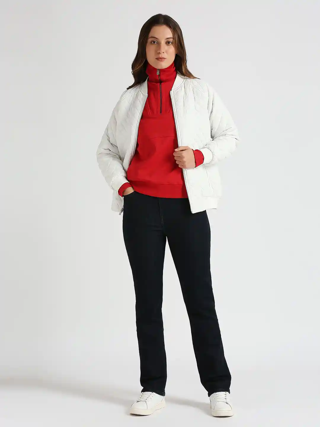 Pepe Jeans Women Solid High Neck Cotton Pullover Sweatshirt