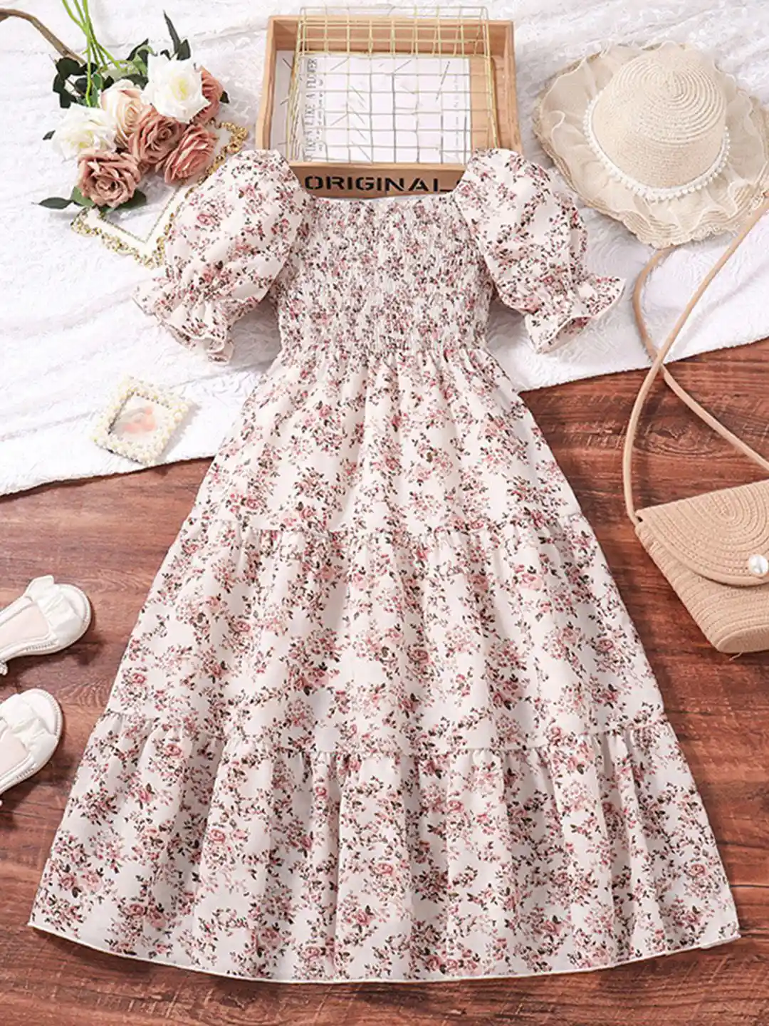 Meesho Simple Woman Dress Buy INCLUD Girls Floral Printed Puff