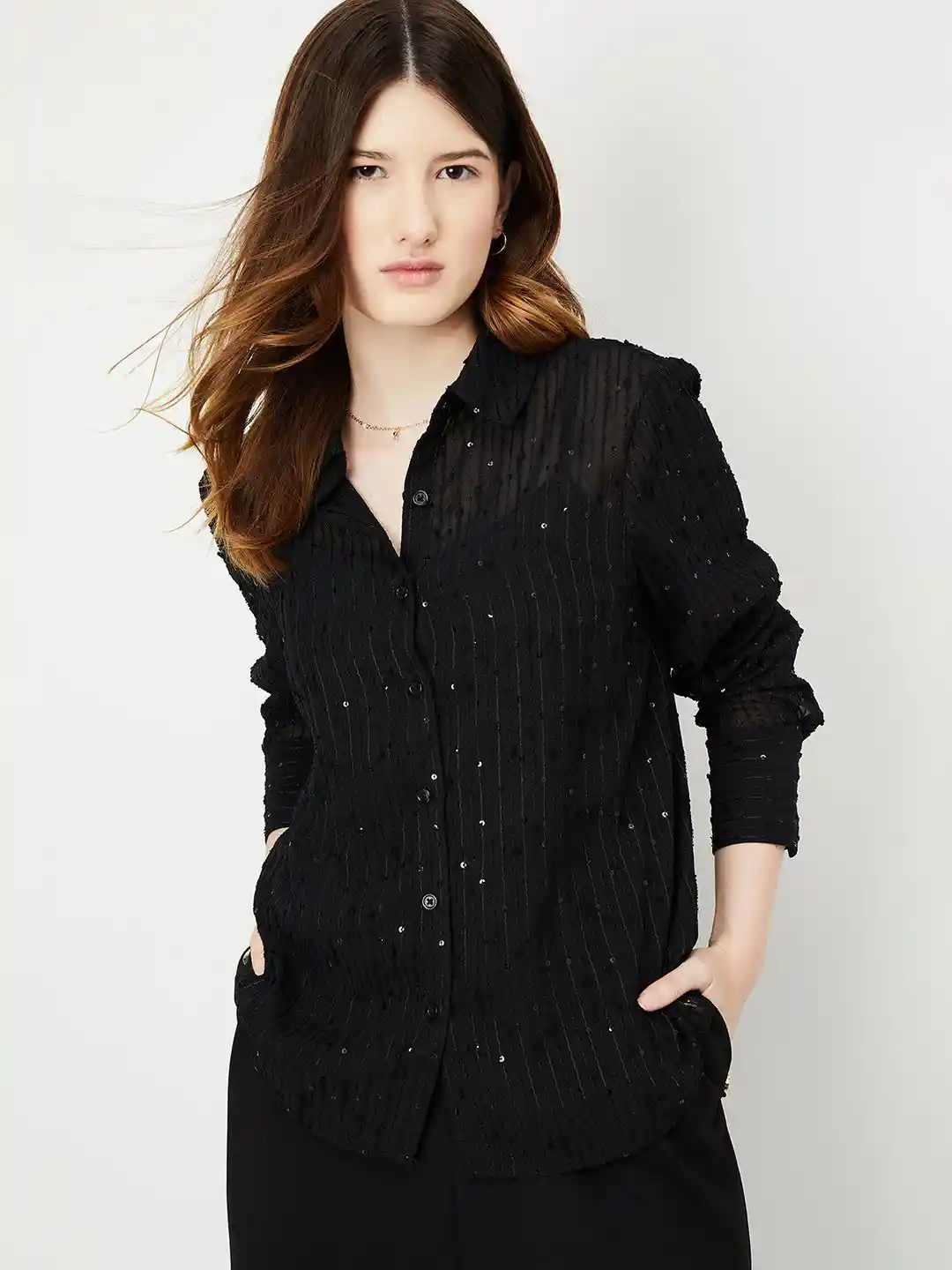 Maxfashion Orders Black Embroidered Cardigan Buy Max X Kalki Women