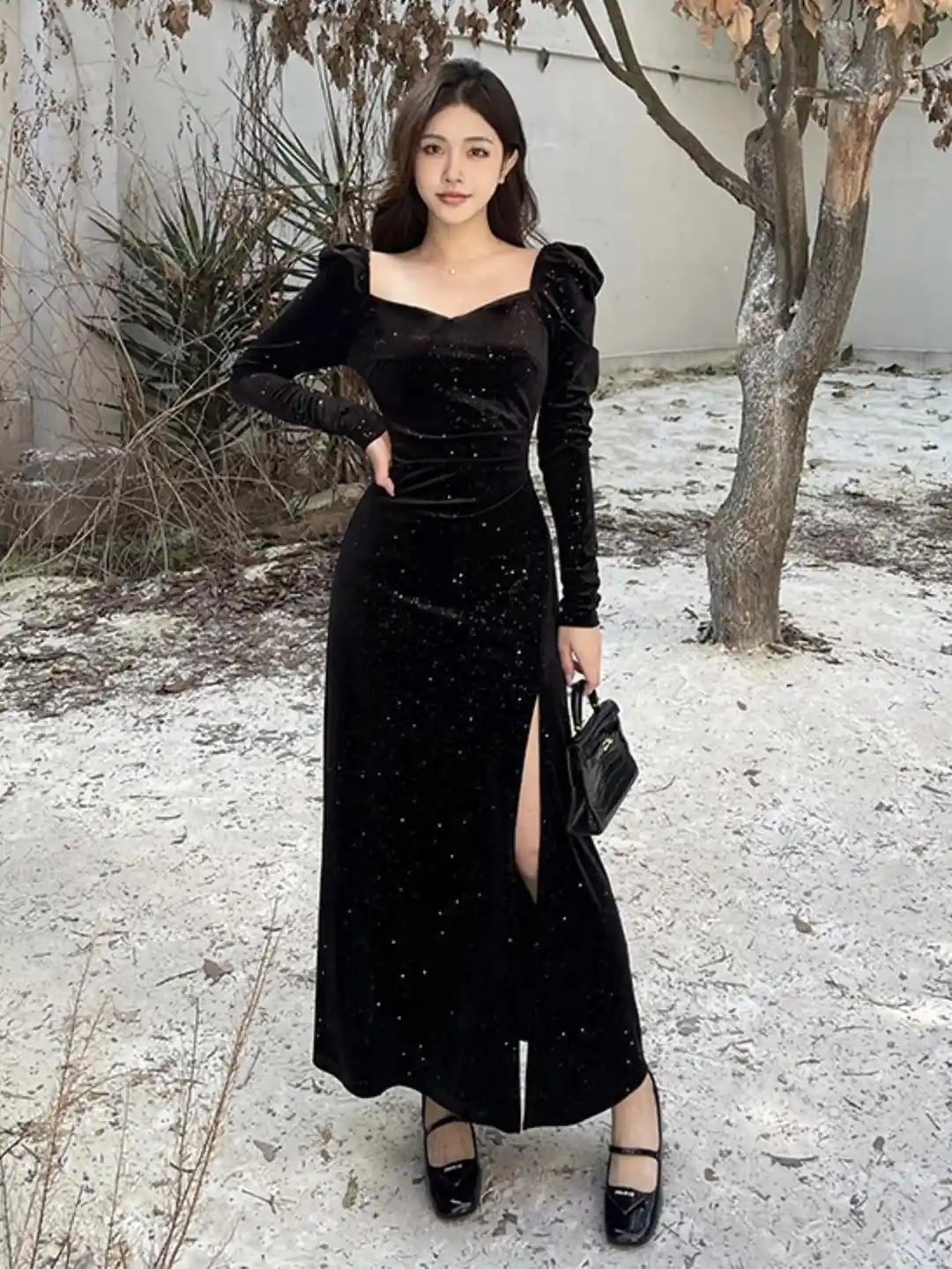 Buy KPOP Women Embellished Fit and Flare Maxi Dress Dresses for