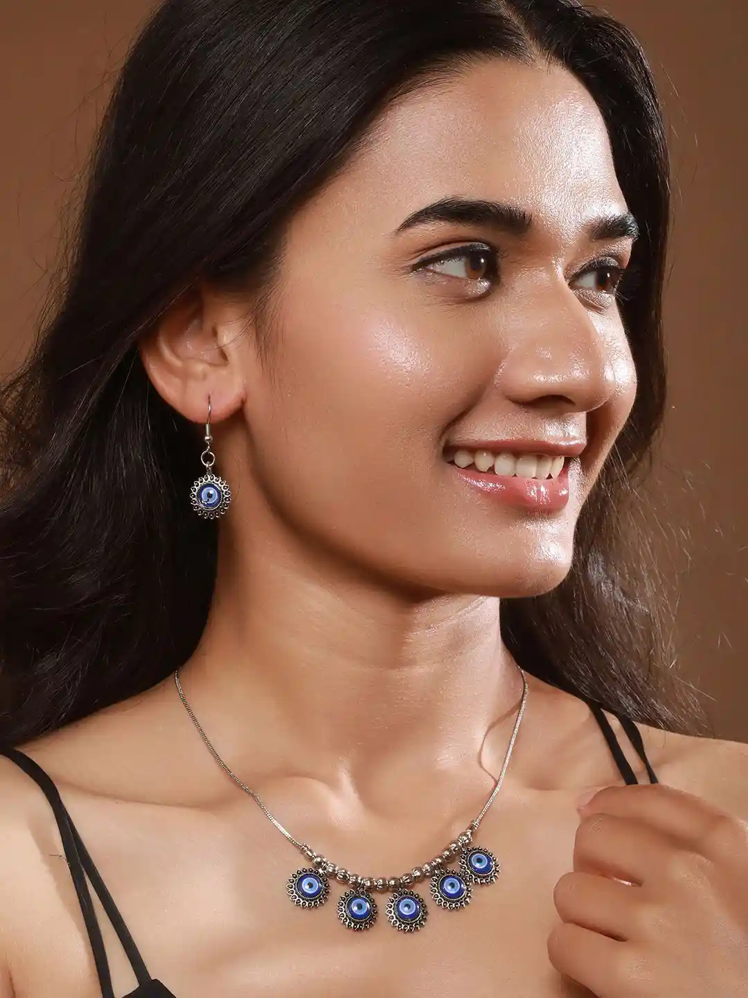 Buy Jazz and Sizzle Silver-Plated Oxidised Evil Eye