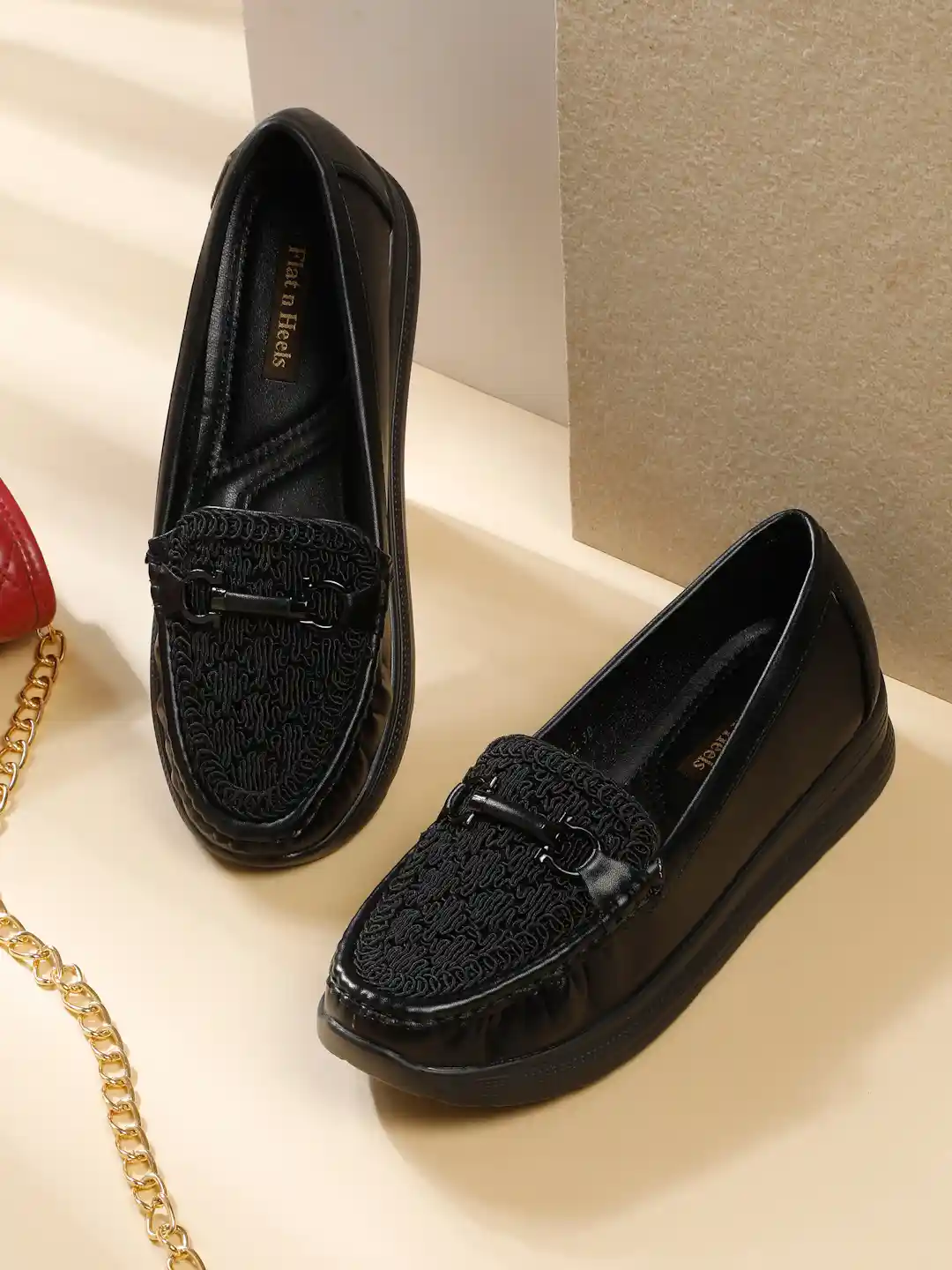 Buy Flat n Heels Women Woven Design Synthetic Loafers Casual - Main Image