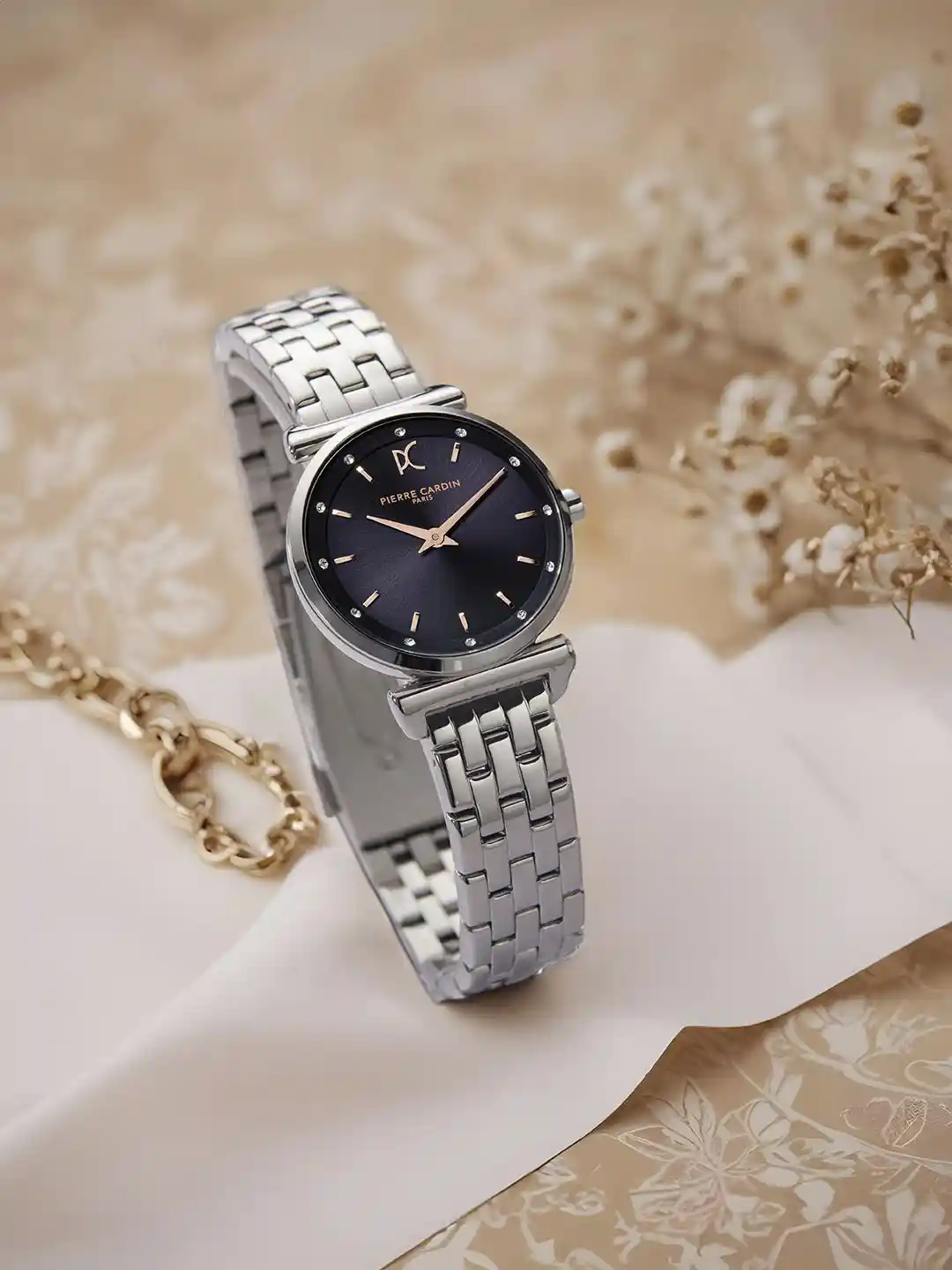 Pierre Cardin Watch Silver And Gold Watch With Blue Face Pierre