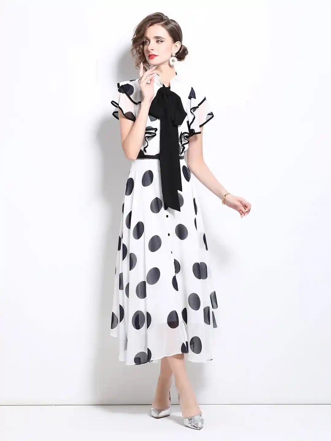 Y's 24AW CUPRO DOTS NOSLEEVE DRESS 1 JC Collection Polka Dots