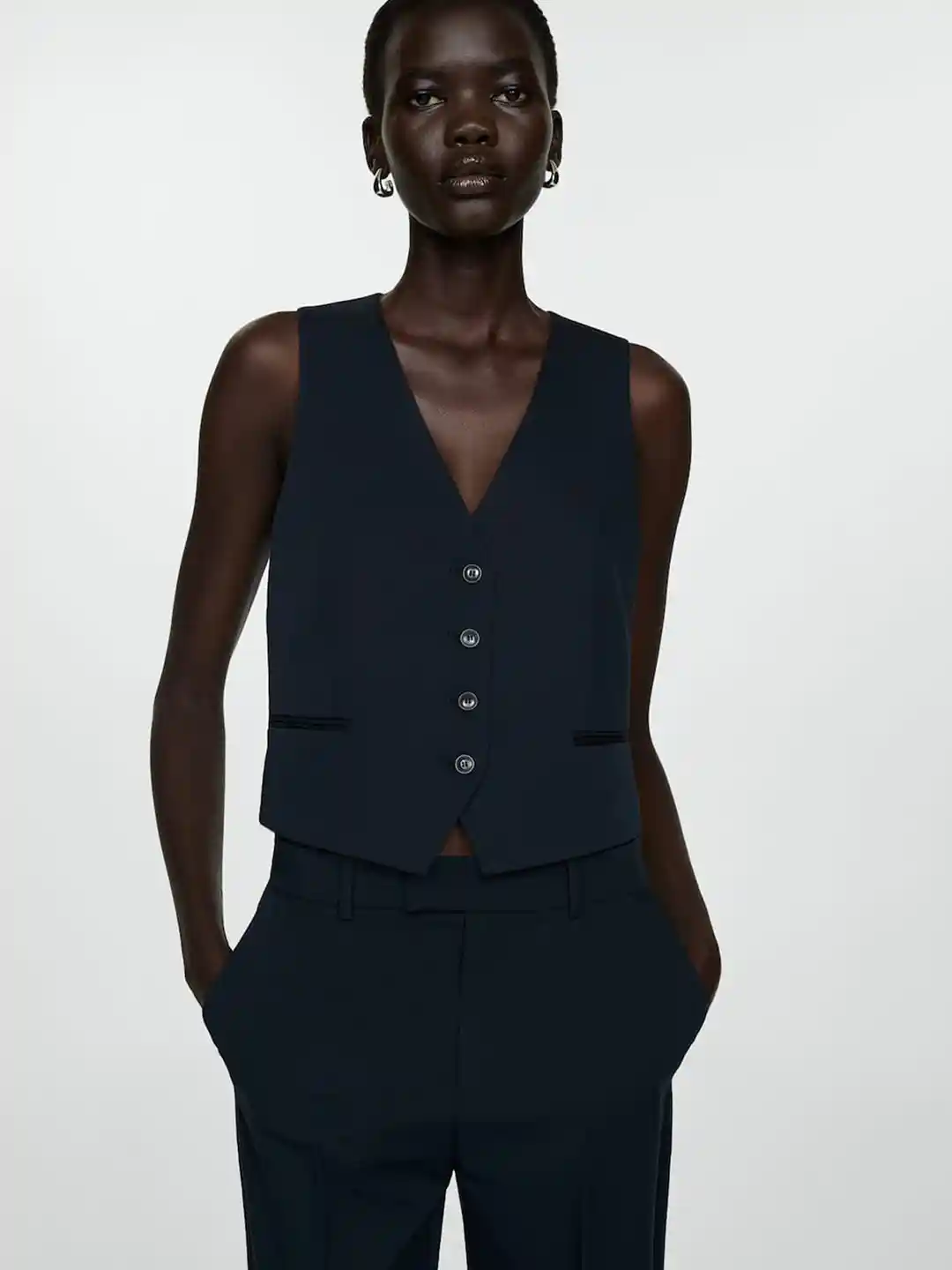 MANGO V-Neck Panelled Suit Waistcoat