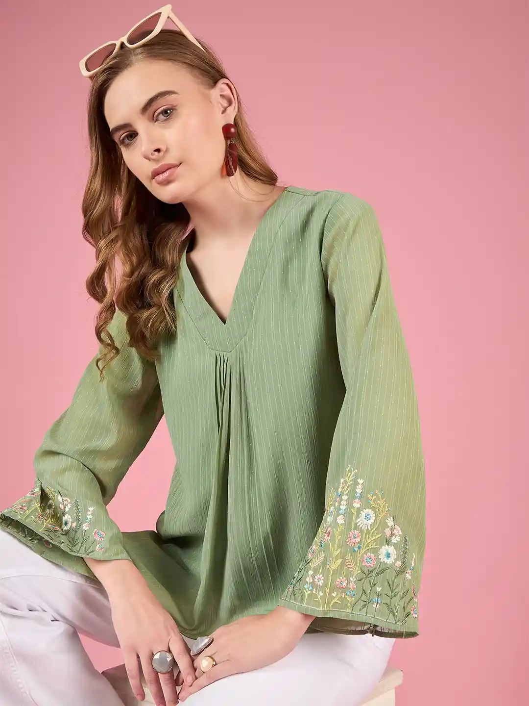 Buy DressBerry Women Self Design V-Neck Top Tops for Women