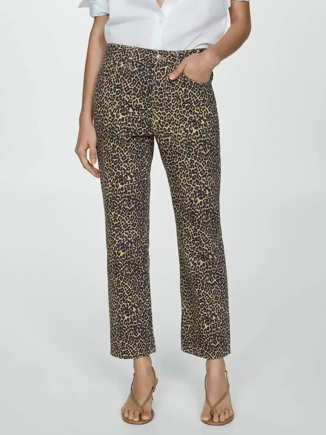 Buy MANGO Women Animal Print Straight Fit Jeans Jeans for Women