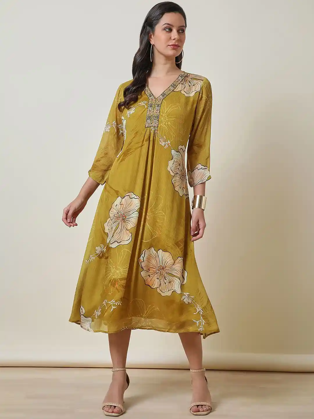 Woman Soch Gowns Soch Women Floral Printed A-Line Ethnic Dresses