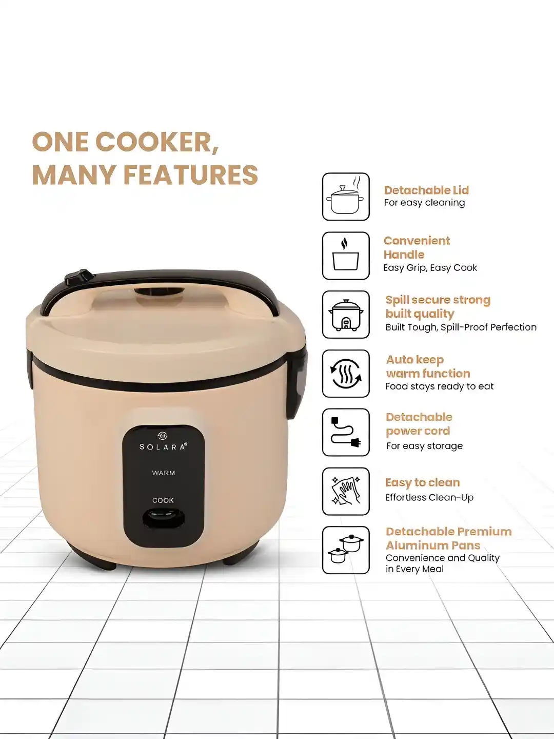 Buy Solara OneTouch Pro Beige Black 400W Automatic Electric Rice