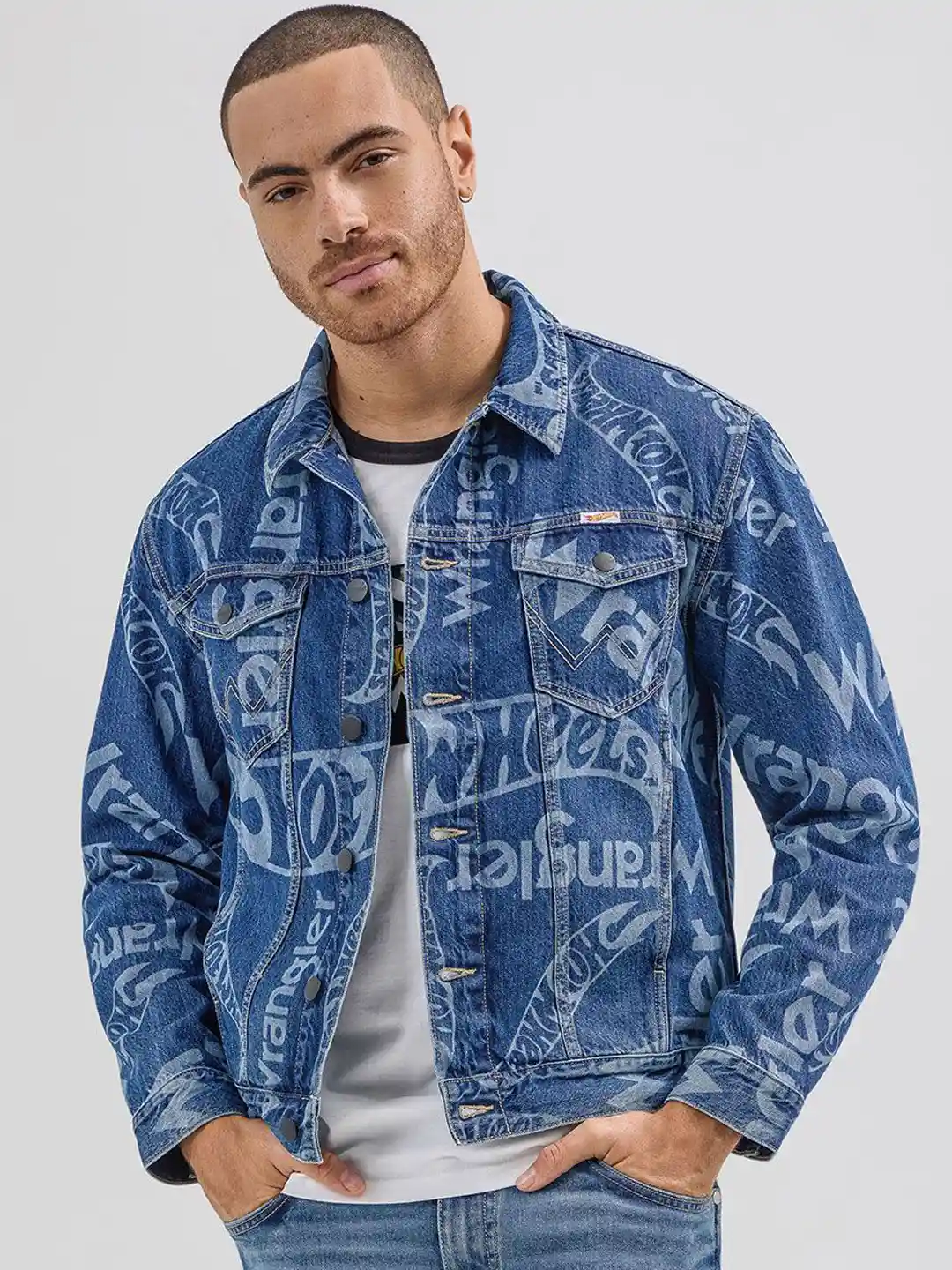 Buy Wrangler Men Typography Printed Cotton Denim Jacket Jackets