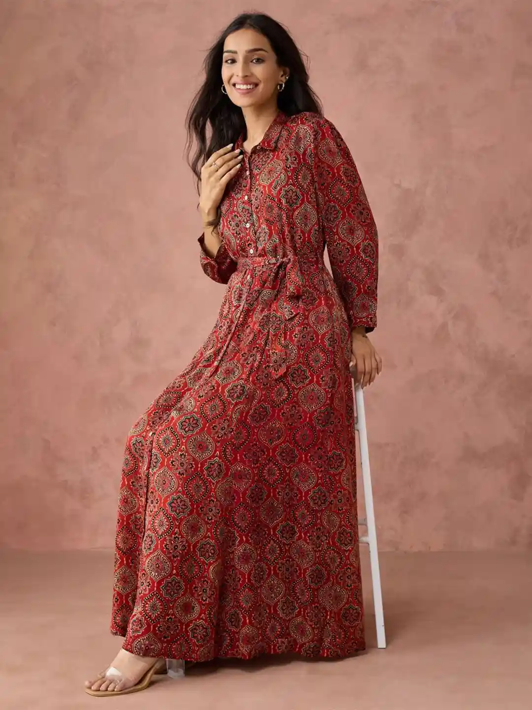 Buy Fabindia Women Ethnic Motifs Print Fit Flare Maxi Dress