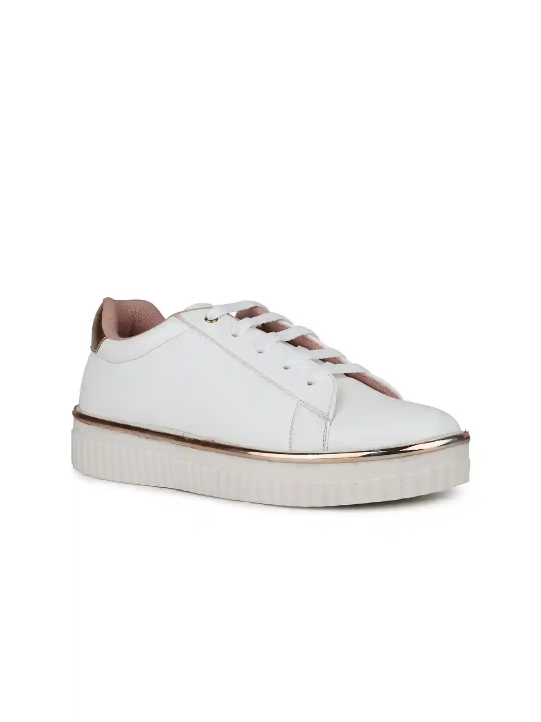 Inc Womens Rose Gold and White Casual Round toe Sneakers
