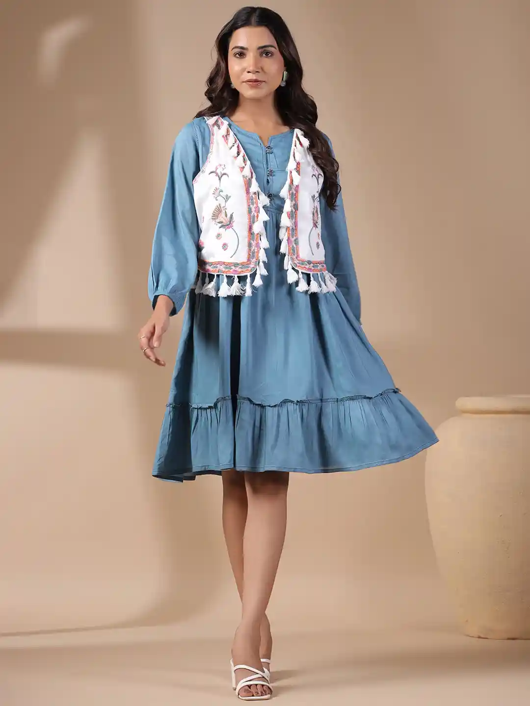 Buy Nyaro Women White Viscose Embroidered Beads Work Jacket