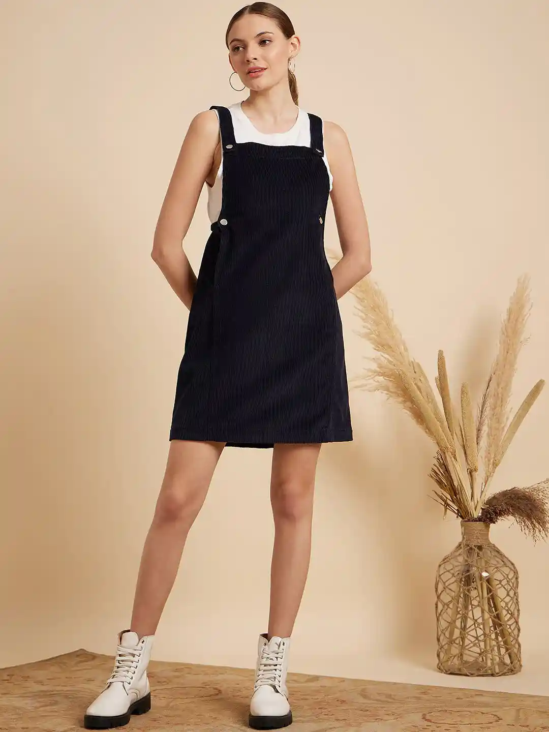 Buy MINT STREET Women Pure Cotton Pinafore Mini Dress