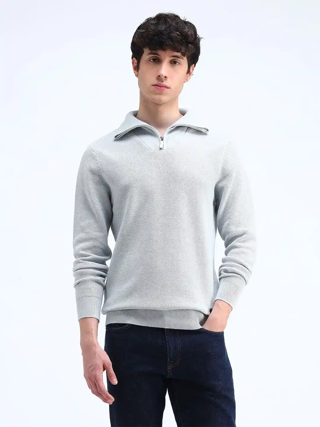 Flying Machine Men Self Design Cable Knit Pullover Pure Cotton Ribbed  Sweater
