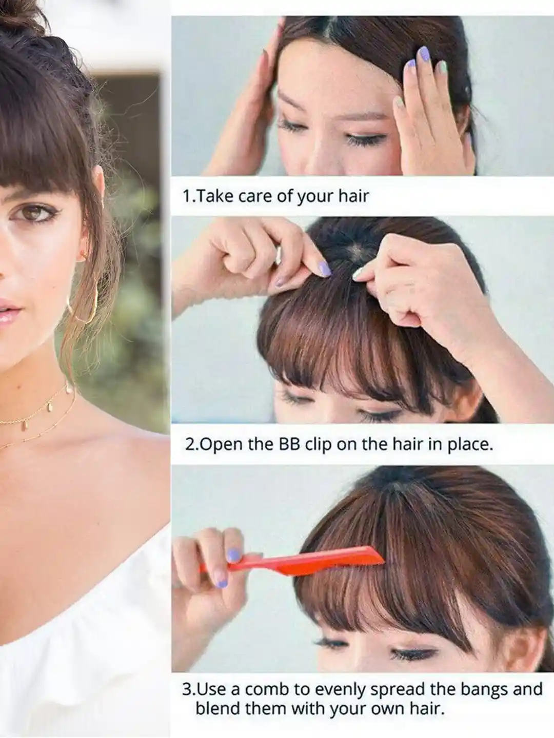 Buy D-Divine Clip-In Synthetic Fake Hair Bangs Black Hair