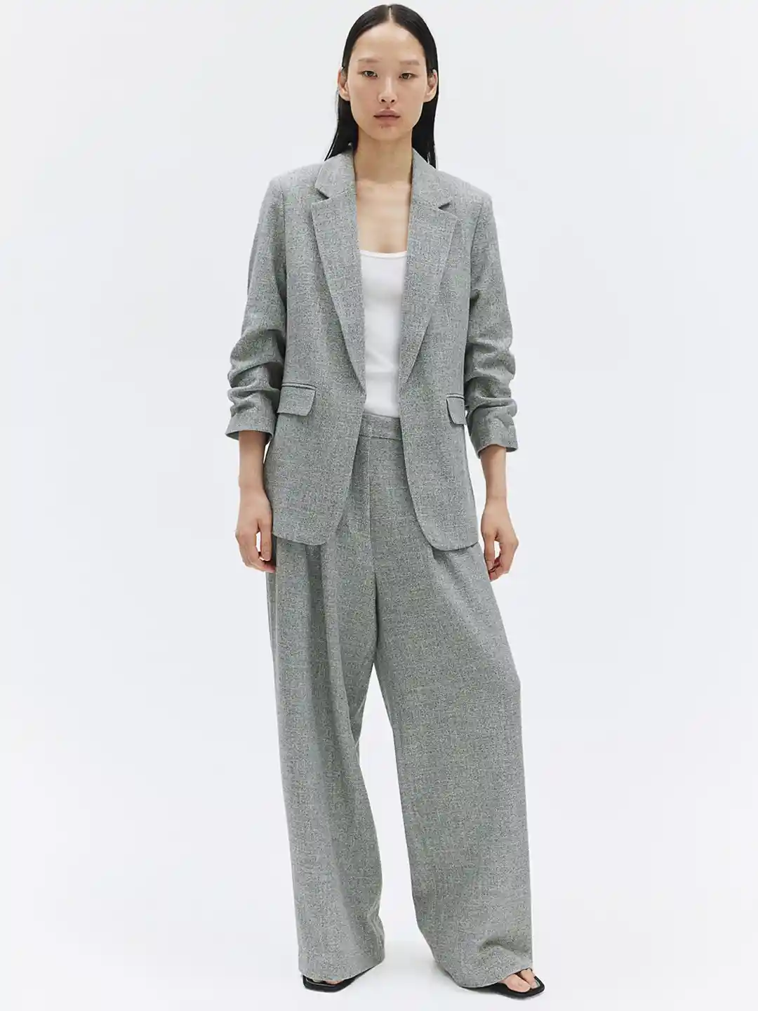 H&M Gathered-Sleeve Blazer