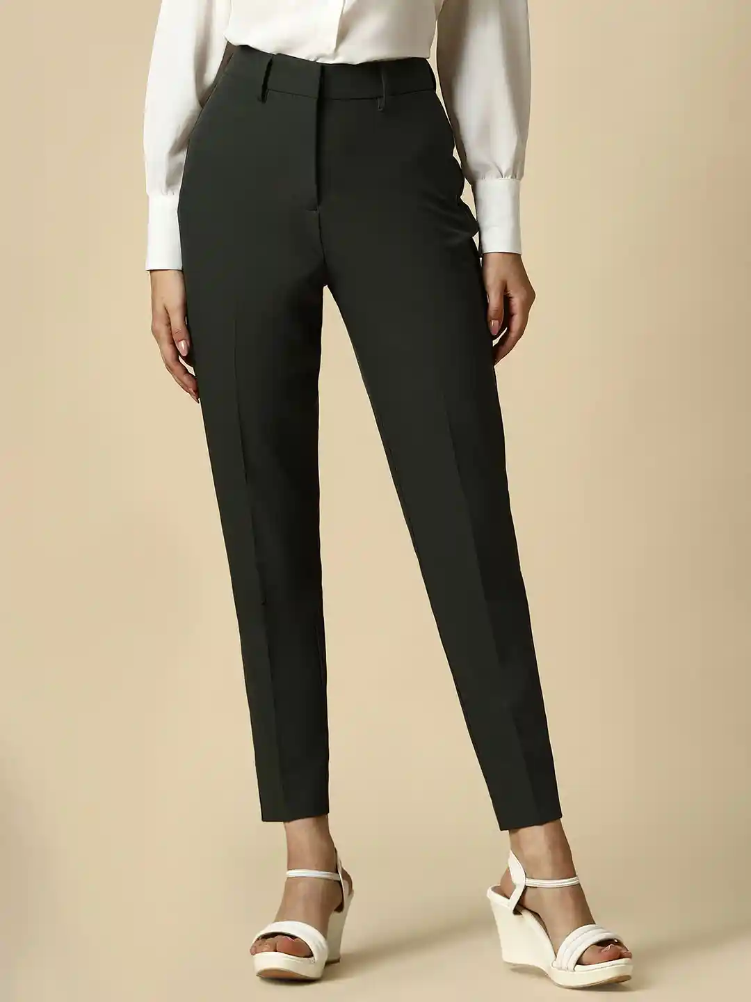 Allen Solly Woman Solid Slim Fit Formal Trousers