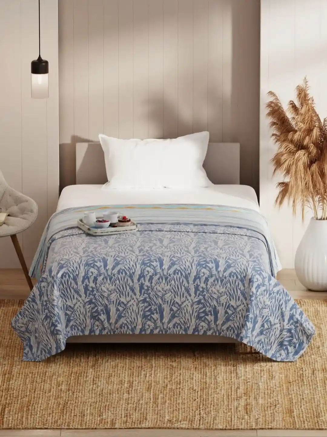 KOPA Bio Soft Cotton Blue Floral Microfiber AC Room 150 GSM Single Bed Dohar
