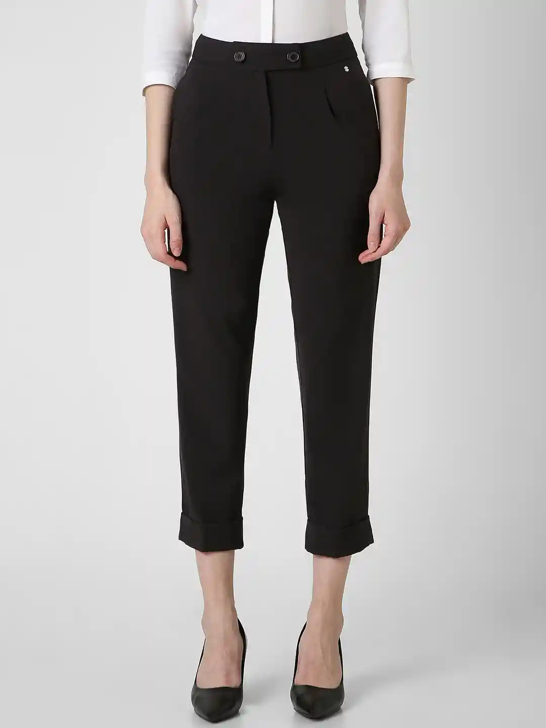 Buy Van Heusen Woman Women Slim Fit Pleated Formal Trousers