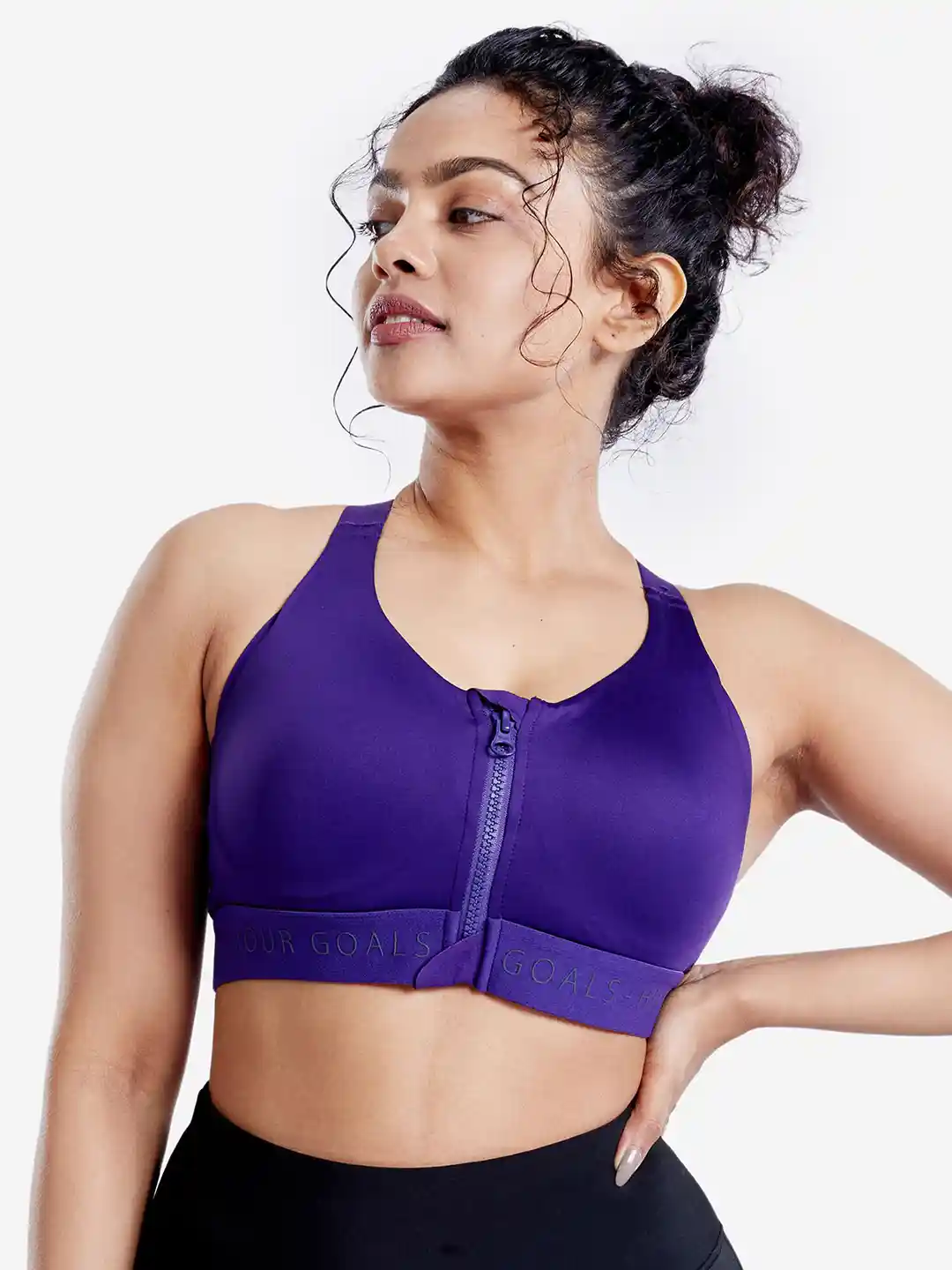 Buy Decathlon DOMYOS Women Purple High Support Front-Zip Sport