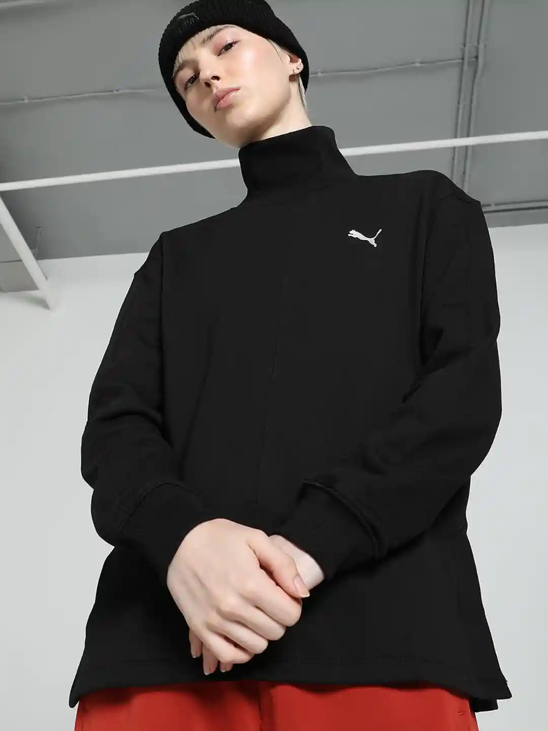 Buy Puma Women High-Neck Solid Cotton Sweatshirts Sweatshirts