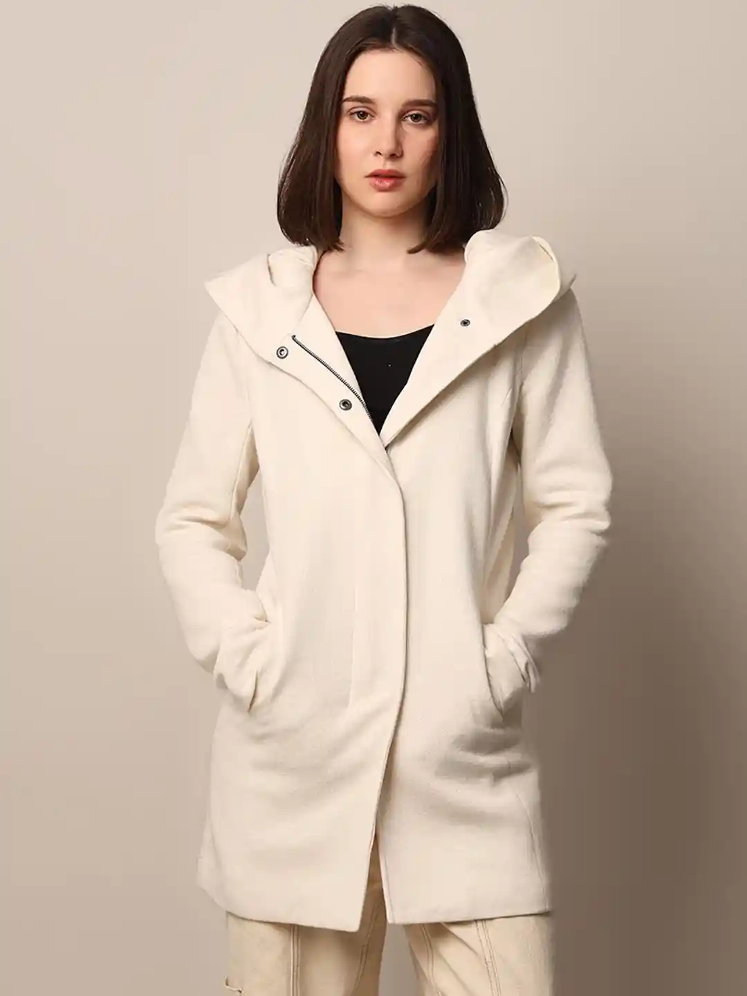 Buy ONLY Women Solid Hooded Overcoat Coats for Women 31144906