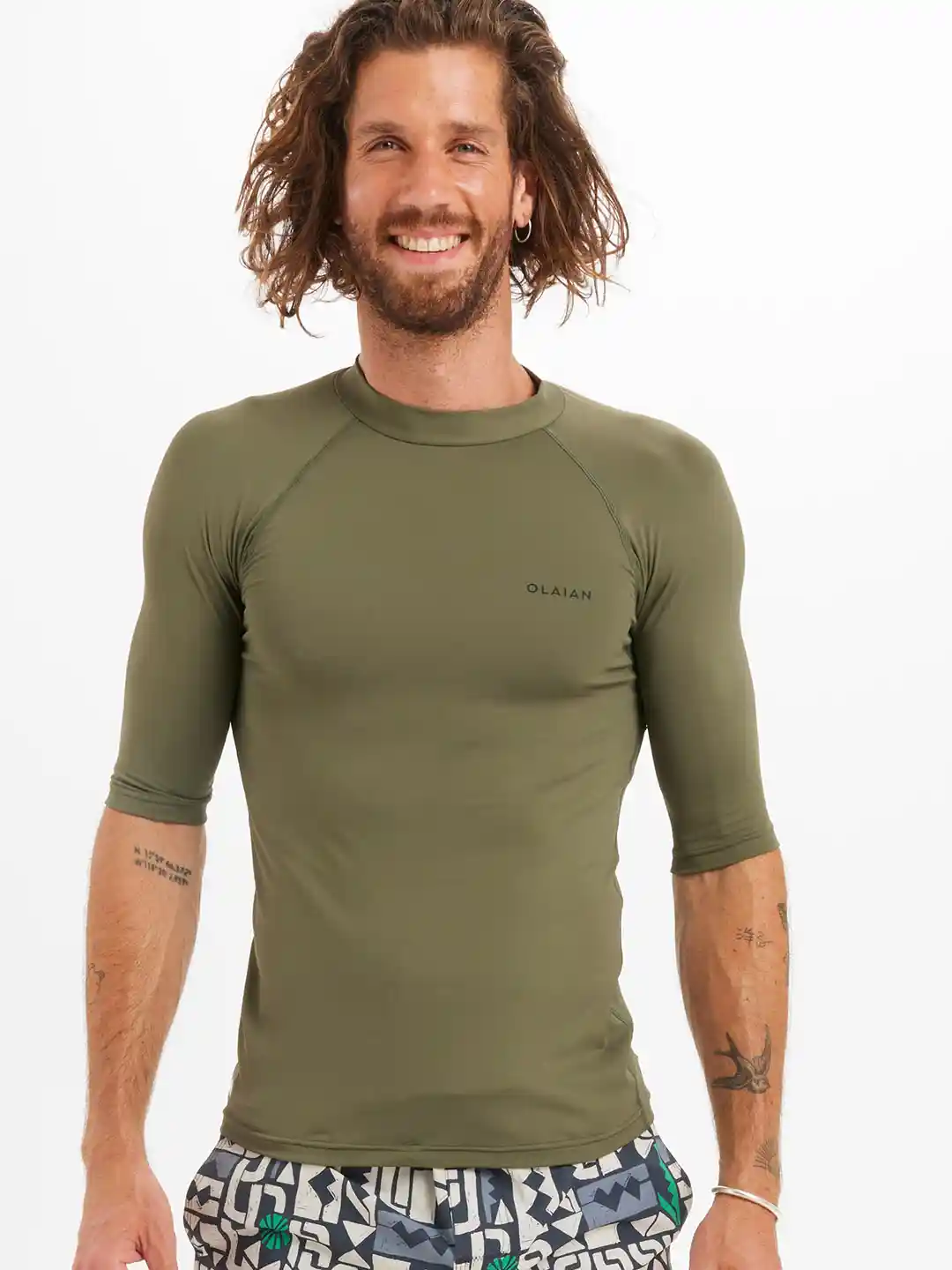 Buy Decathlon OLAIAN Men Solid Round Neck Swim T-Shirt Swim Tops