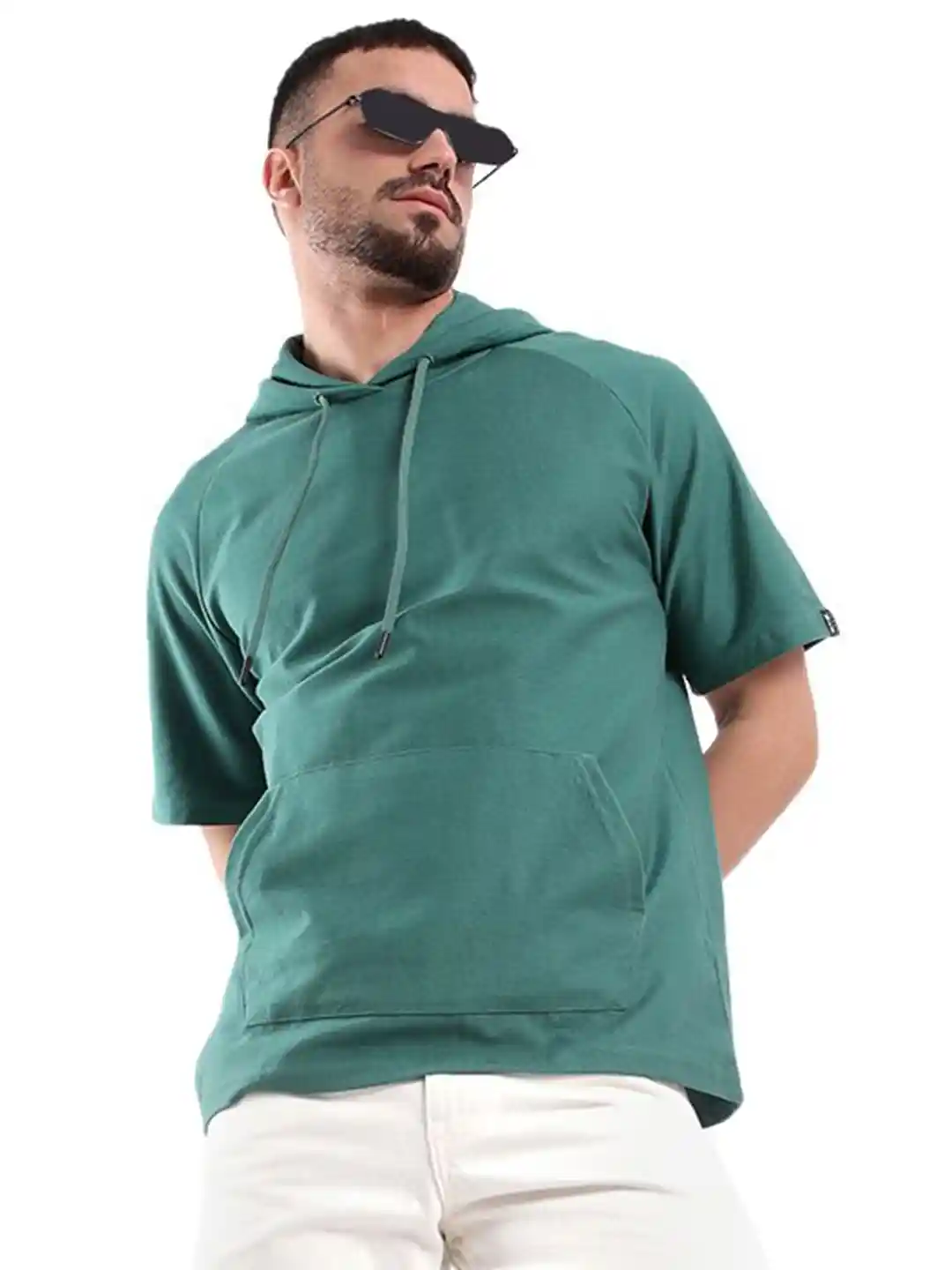 WROGN Men Hooded Pure Cotton Pockets T-shirt