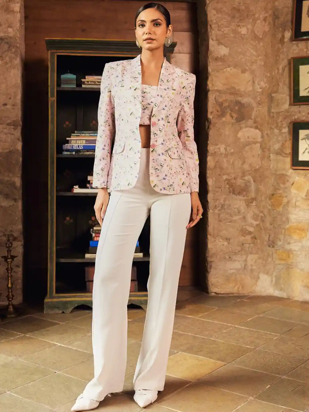 Buy KIZI Floral Printed Notched Lapel Cotton Single-Breasted