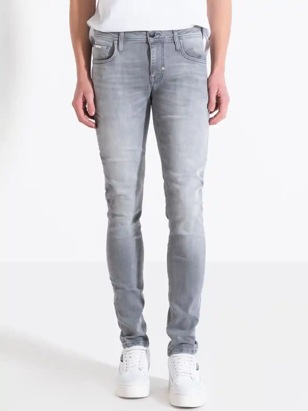 Antony Morato Men Tapered Fit Low Distress Heavy Fade Jeans