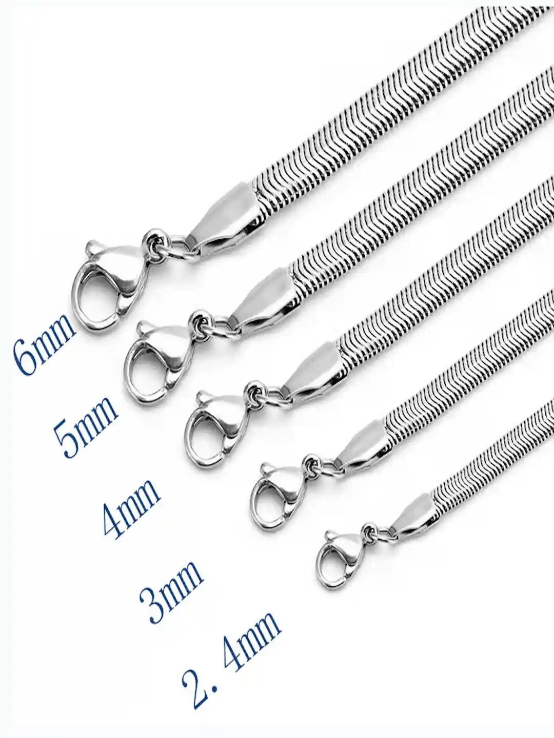 AQUASTREET Silver Plated Stainless Steel Antitarnish 6mm Flat Snake Chain  Necklace