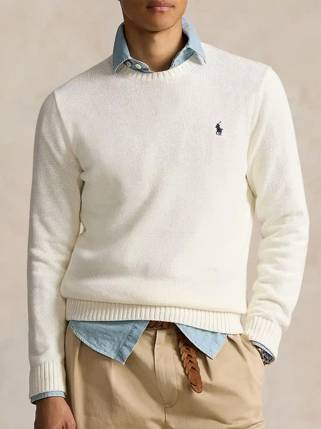 Polo Ralph Lauren Men's Cream Colored Sweater POLO RALPH