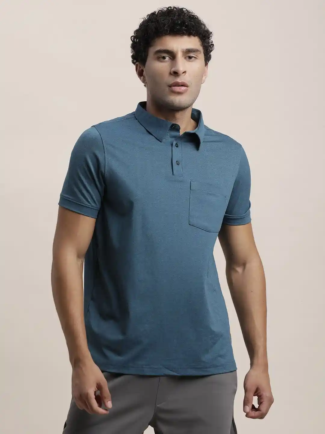 Turtle Men Solid Polo Collar Pockets Slim Fit T-shirt