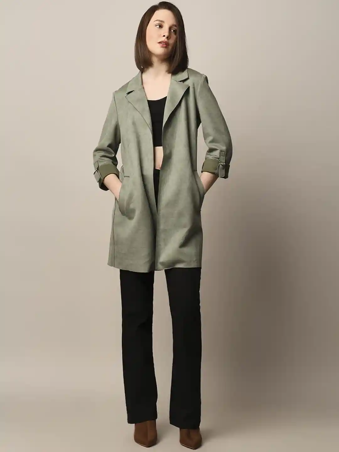 Buy ONLY Women Solid Longline Open Front Jacket Jackets for