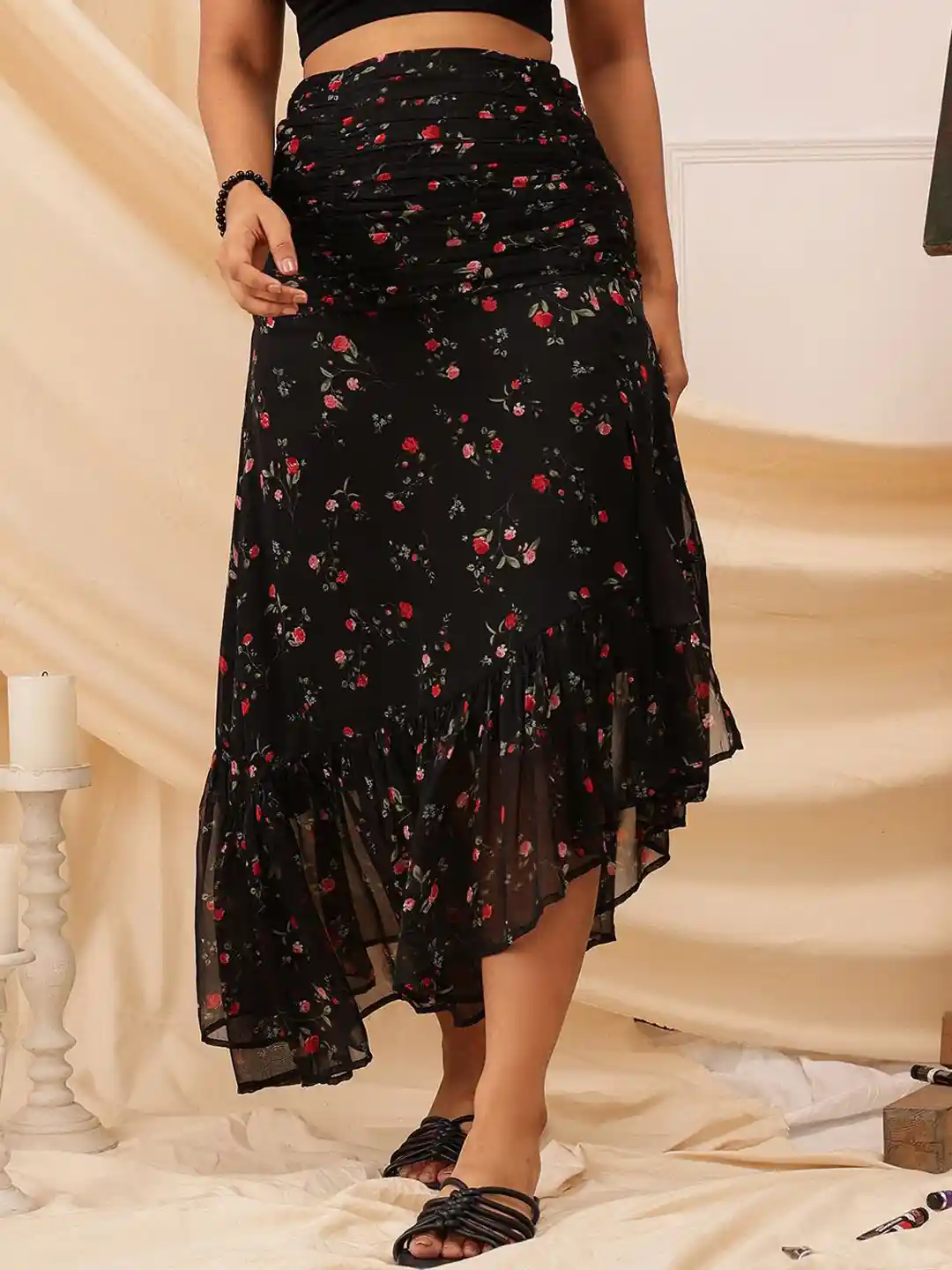 Buy QUIERO Floral Printed A-Line Maxi Skirt - Skirts for