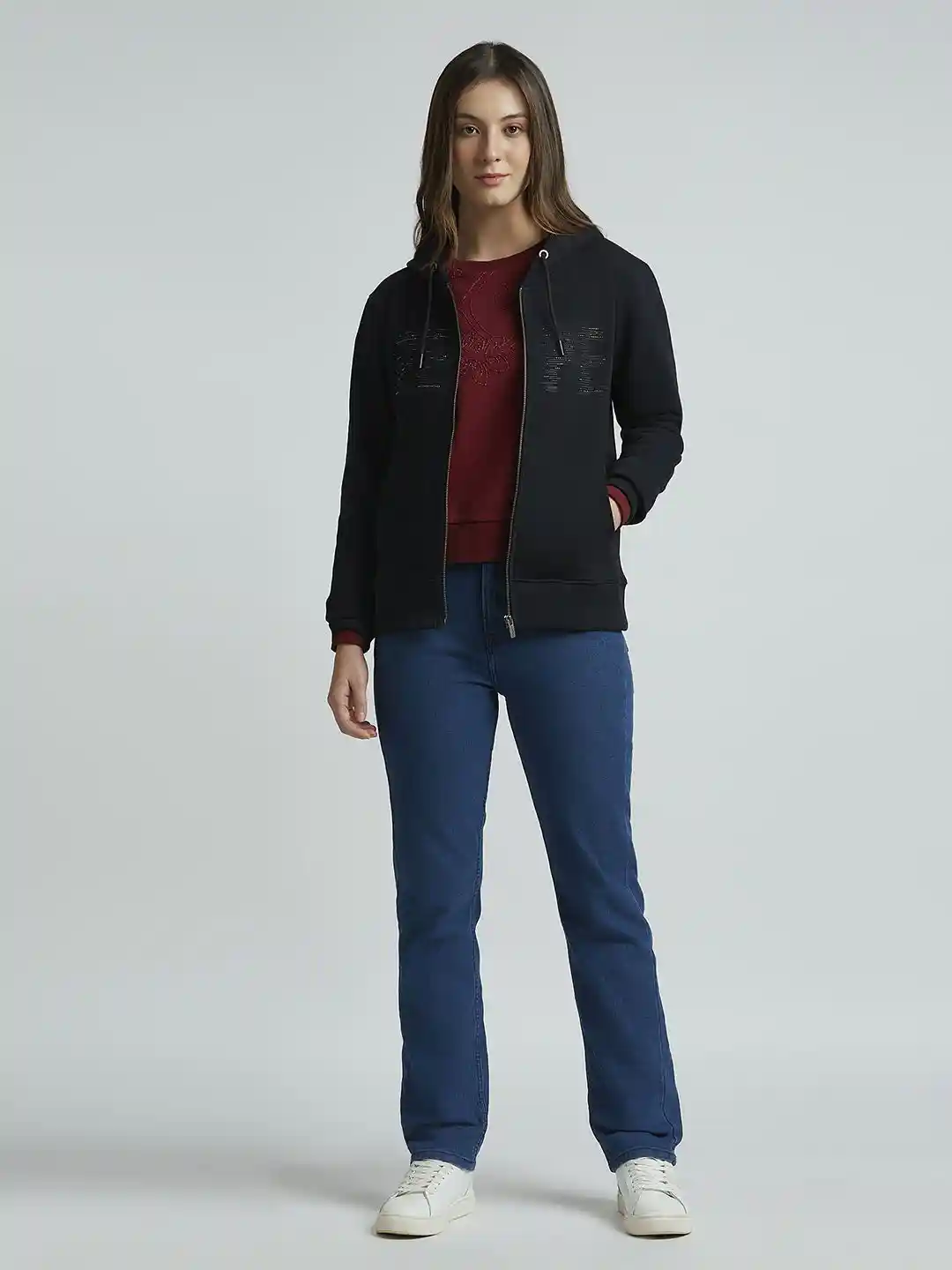 Buy Pepe Jeans Women Solid Hood Cotton Pullover Sweatshirt - Main Image