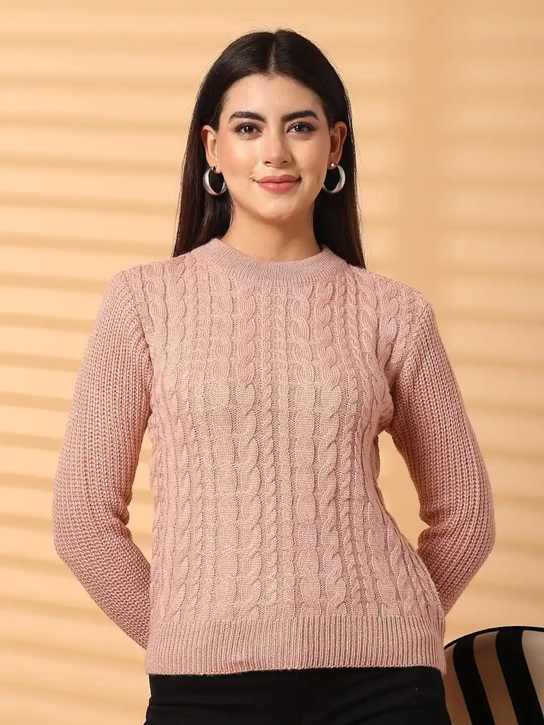 Buy Clora Creation Women Self Design Cable Knit Winter Wear