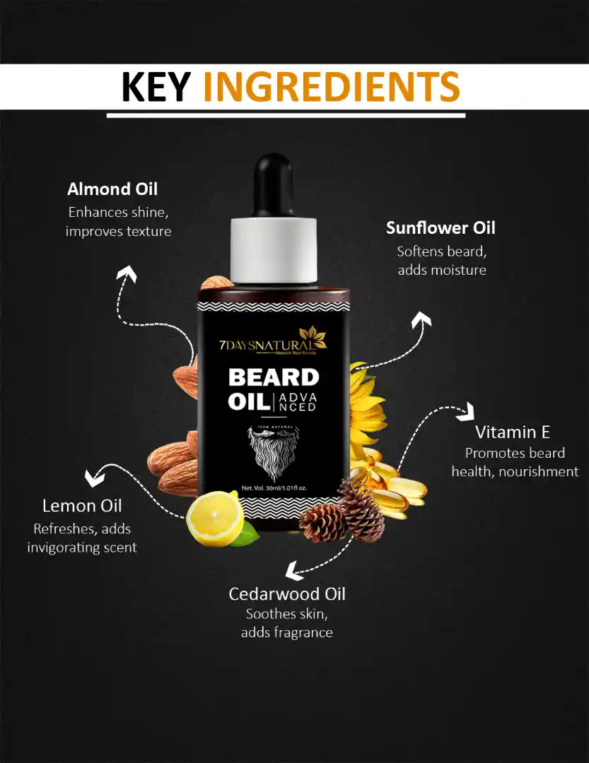 Buy 7DAYSNATURAL Men Pure Organic 100% Natural Beard Oil