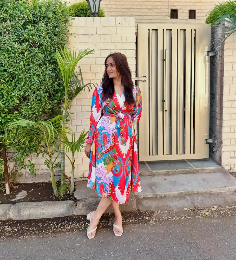 Buy OBSHIVKA Ethnic Motifs Printed Satin Wrap Dress