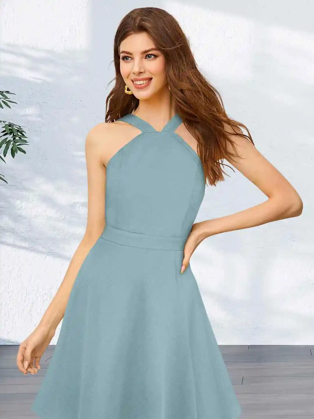 Buy DressBerry Women Halter Neck Fit Flare Dress Dresses for