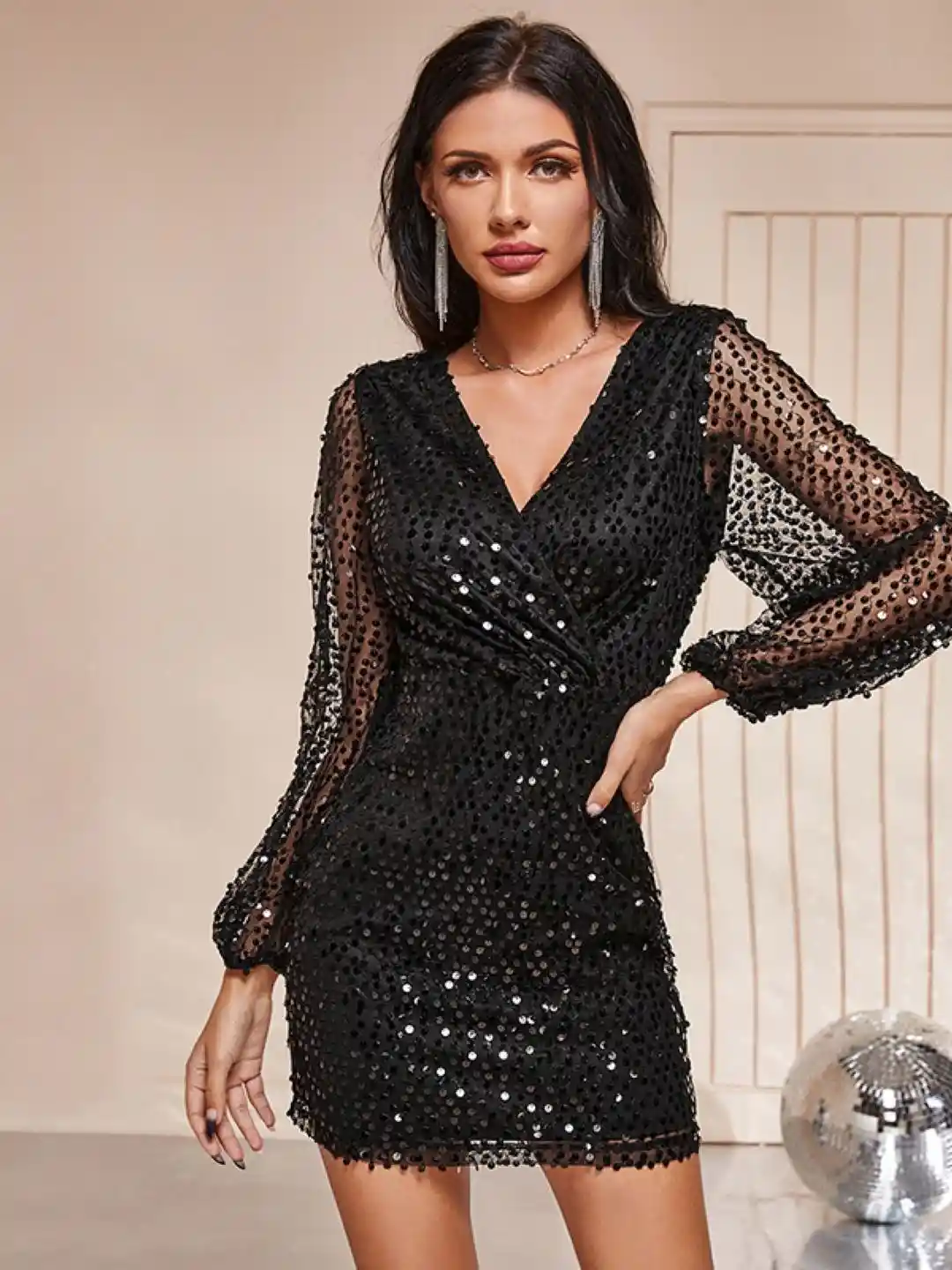 Buy StyleCast Black Sequin Wrap Party Dress Dresses for Women