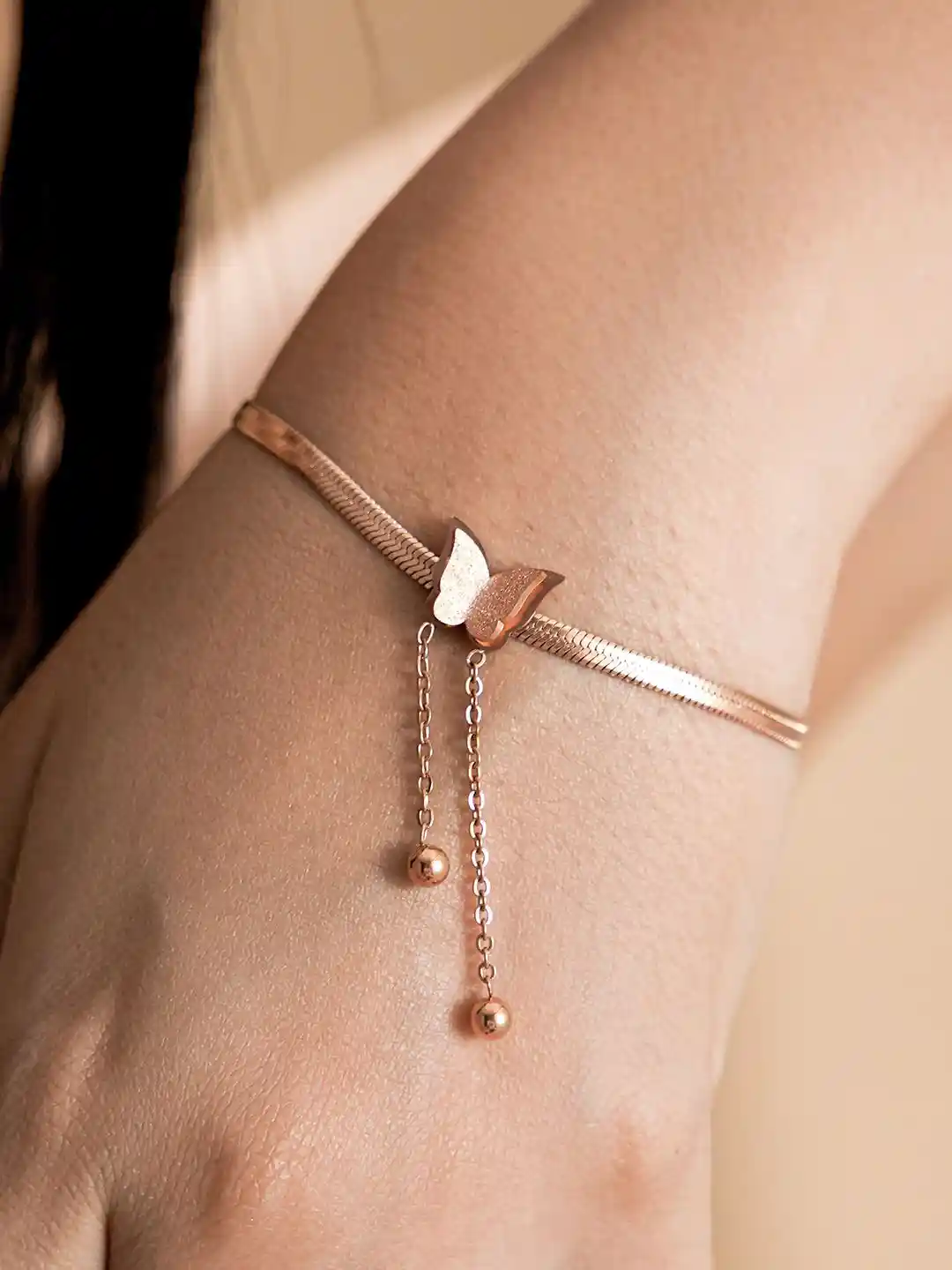 Butterfly Snake Chain Gold Bracelet Butterfly Bracelet Rose Gold