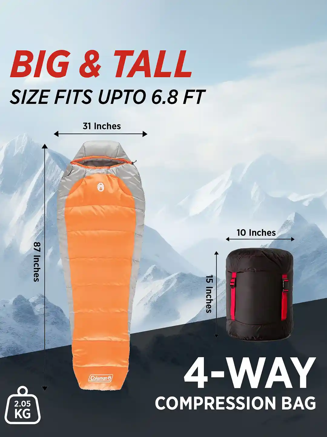 Buy Coleman Silverton 150 Orange-Colored Waterproof Sleeping Bag