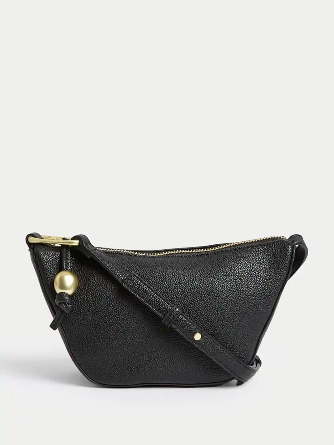 Buy Marks Spencer Women Solid Half Moon Leather Sling Bag