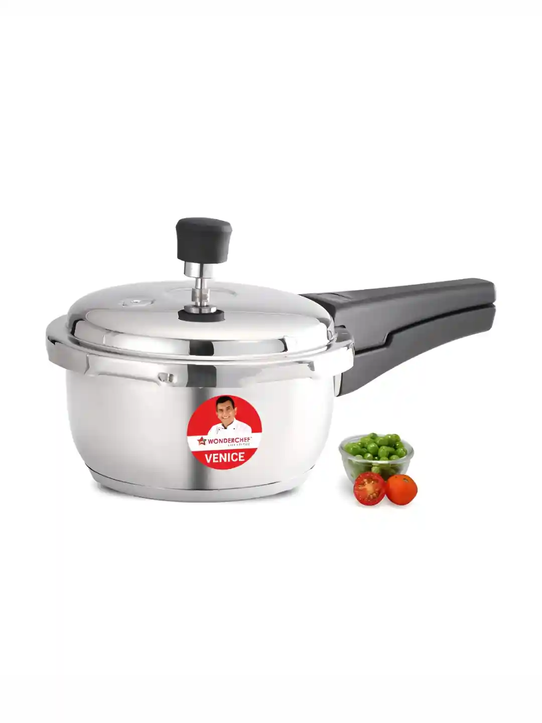 Wonderchef Venice Silver Stainless Steel Induction Base Outer Lid Ceramic  Pressure Cooker-2 L