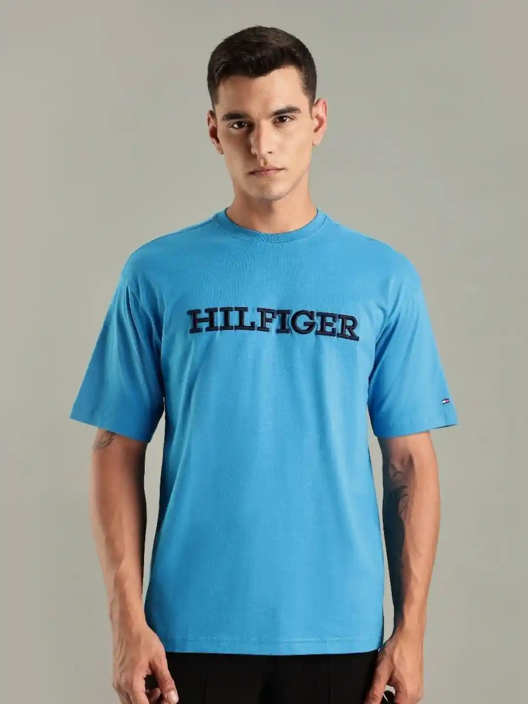 Tommy Hilfiger Men Brand Logo Printed Round Neck Cotton T-shirt